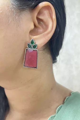 German silver attractive handmade floral designed beautiful traditional stud earrings for women oxidized unique jewelry