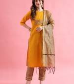  women cotton silk kurta pant set