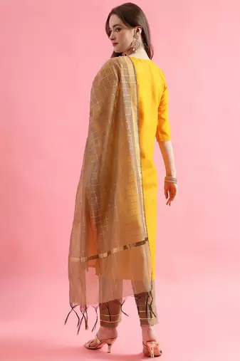  women cotton silk kurta pant set