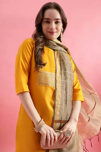  women cotton silk kurta pant set