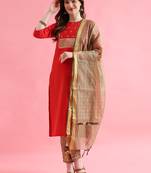  women cotton silk kurta pant set