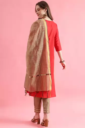  women cotton silk kurta pant set