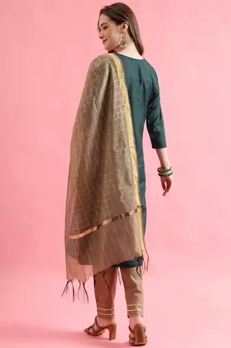  women cotton silk kurta pant set