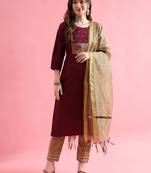 women cotton silk kurta pant set