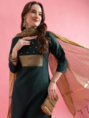  women cotton silk kurta pant set 3