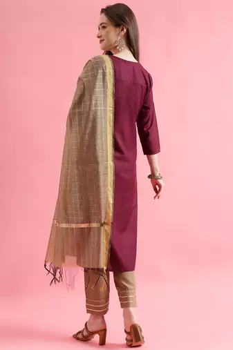  women cotton silk kurta pant set