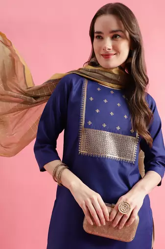  women cotton silk kurta pant set