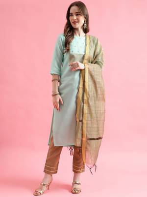  women cotton silk kurta pant set 1