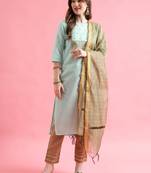  women cotton silk kurta pant set
