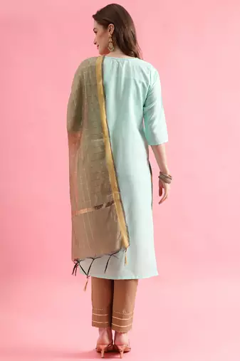  women cotton silk kurta pant set