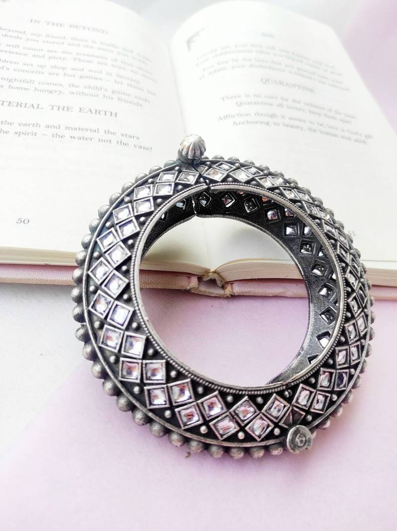 Silver oxidised openable bangles indian silver bangle traditional ethnic kada handmade colorful bracelets for women
