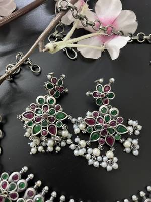 Multicolor stone oxidised necklace set indian jewellery 3