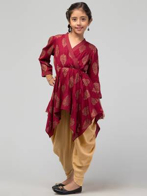 Two Pieces Set- Dhoti Shalwar And Long Asymmetrical Top 1