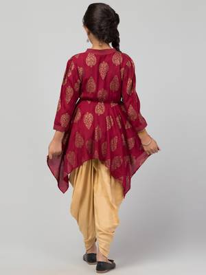 Two Pieces Set- Dhoti Shalwar And Long Asymmetrical Top 2