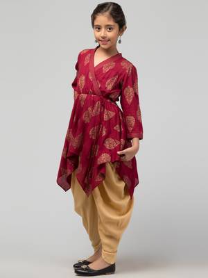 Two Pieces Set- Dhoti Shalwar And Long Asymmetrical Top 4