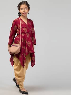 Two Pieces Set- Dhoti Shalwar And Long Asymmetrical Top 5