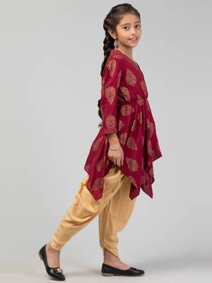 Two Pieces Set- Dhoti Shalwar And Long Asymmetrical Top 7