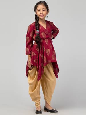 Two Pieces Set- Dhoti Shalwar And Long Asymmetrical Top 8