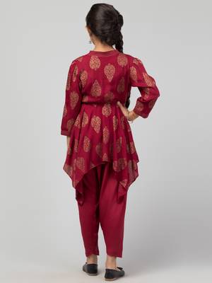 Two Pieces Set- Dhoti Shalwar And Long Asymmetrical Top 2