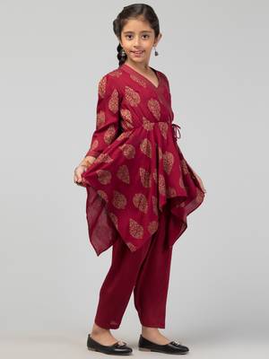 Two Pieces Set- Dhoti Shalwar And Long Asymmetrical Top 1