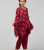 Two Pieces Set- Dhoti Shalwar And Long Asymmetrical Top