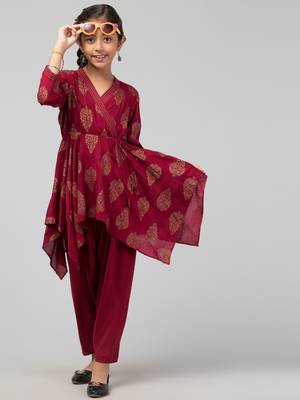 Two Pieces Set- Dhoti Shalwar And Long Asymmetrical Top 3