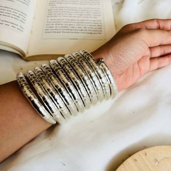 Silver spiral kada bracelet oxidised bangle for women 2