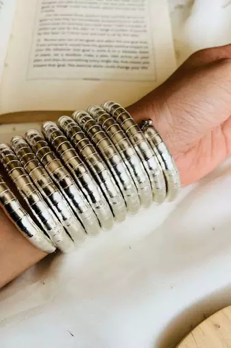 Silver spiral kada bracelet oxidised bangle for women