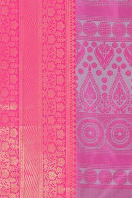 Sky Blue Self Jacqurd Cotton Silk Dharmavarm Saree With Blouse 5