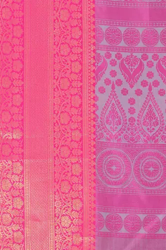 Sky Blue Self Jacqurd Cotton Silk Dharmavarm Saree With Blouse