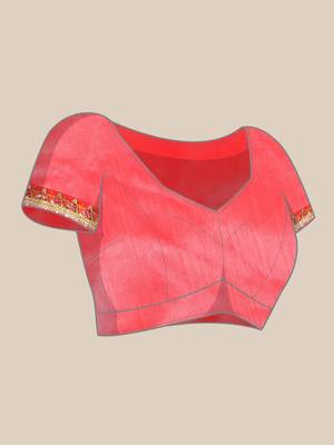 Green leheriya saree with  unstitched blouse piece 6