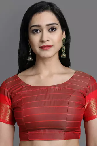 Green Woven Cotton Silk Dharmavaram Silk Blend Saree With Blouse