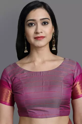 Grey Woven Cotton Silk Dharmavaram Silk Blend Saree With Blouse