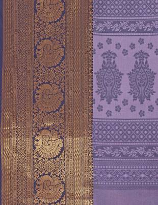 Purple blue self jacqurd cotton silk dharmavarm saree with blouse 5