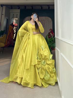 Women's Rajwadi Chanderi Silk With Hand Made Flower Design Lehenga Choli Set 6