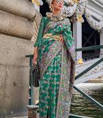 Green Organza Handloom Woven Work Saree With Blouse