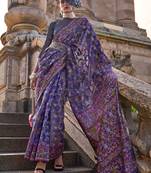 Violet Organza Handloom Woven Work Saree With Blouse