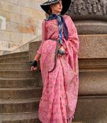 Pink Organza Handloom Woven Work Saree With Blouse