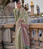 Sea Green Organza Handloom Woven Work Saree With Blouse