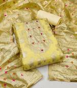 Yellow Modal Banarasi Hand Work Dress Material With Inner