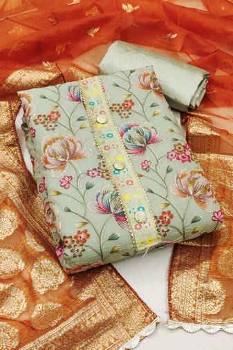 Pista Organza Dress Material With Inner