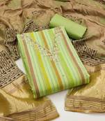 pista green cambric cotton hand work dress material