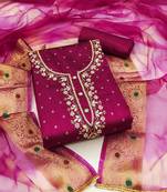 Rani Pink Modal Butti Hand Work Dress Material With Inner