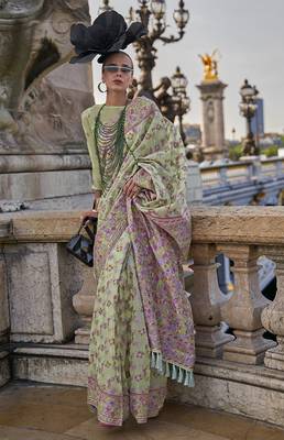 Light Green Organza handloom weaving work Saree 1