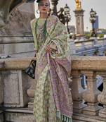 Light Green Emblished Organza Contemporary Saree