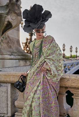 Light Green Organza handloom weaving work Saree 2