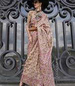 Beige Emblished Organza Contemporary Saree