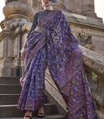 Purple Emblished Organza Contemporary Saree