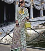 Pastel Blue Emblished Organza Contemporary Saree