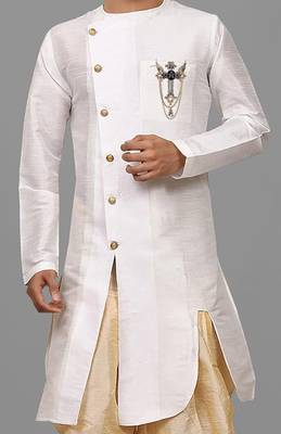 black cross and wings hanging chain sherwani brooch with crystal for men (bp1101088g) 2